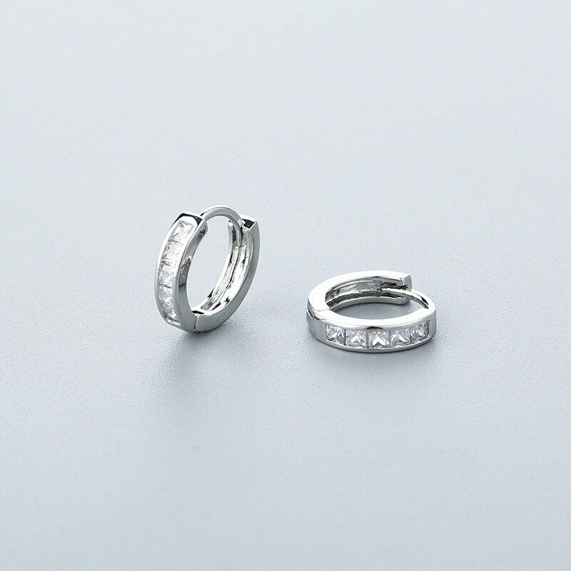 1PAIR Men Women Surgical Stainless Steel Silver Thick Round Huggie Hoop Earrings