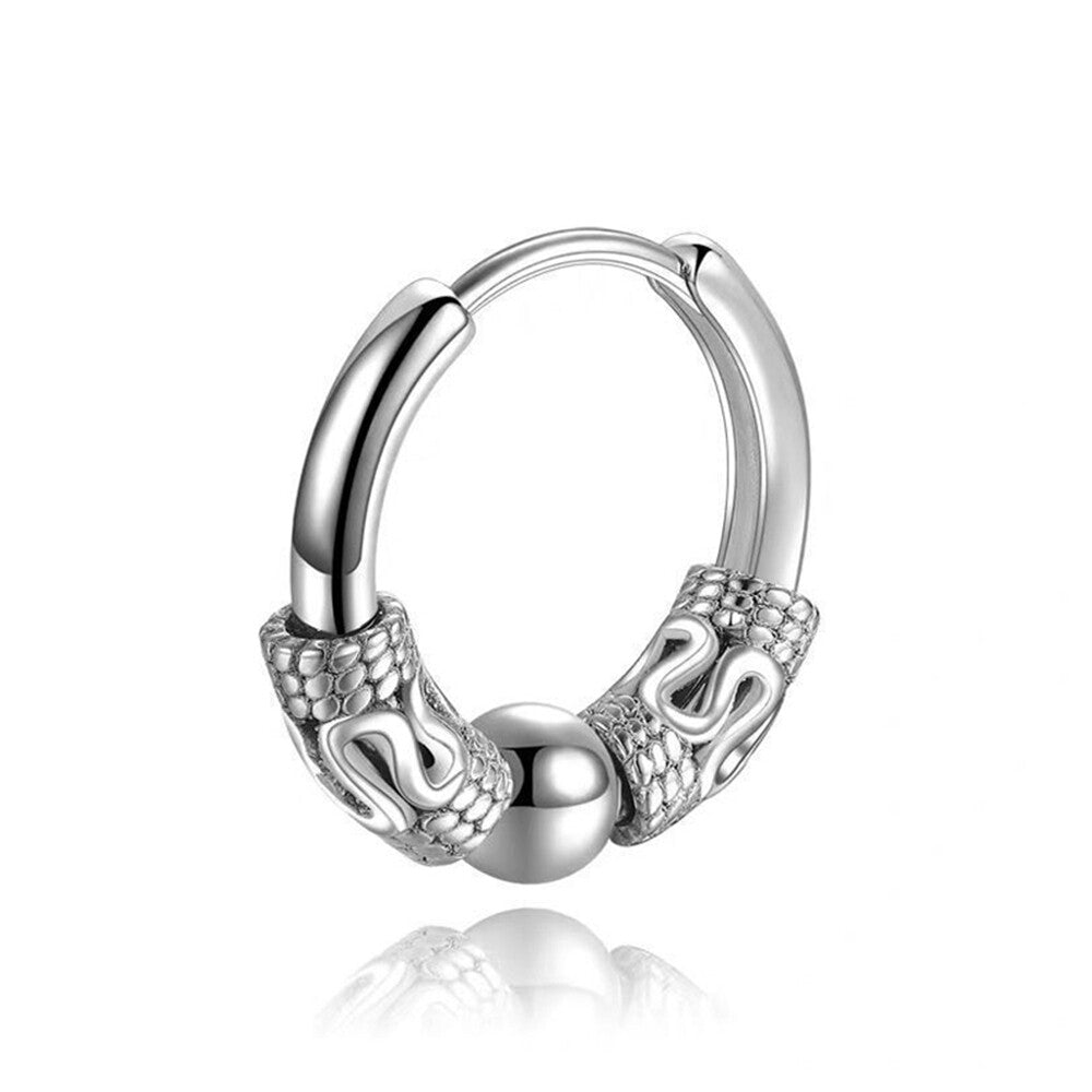 1PAIR Men Women Surgical Stainless Steel Silver Thick Round Huggie Hoop Earrings