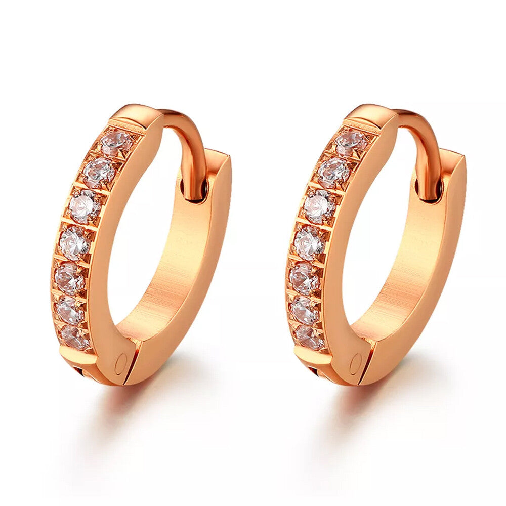 1PAIR Men Women Surgical Stainless Steel Silver Thick Round Huggie Hoop Earrings