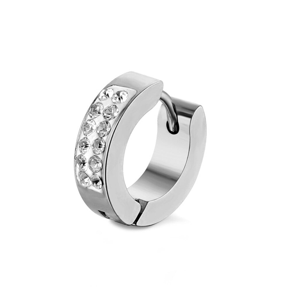 1PAIR Men Women Surgical Stainless Steel Silver Thick Round Huggie Hoop Earrings