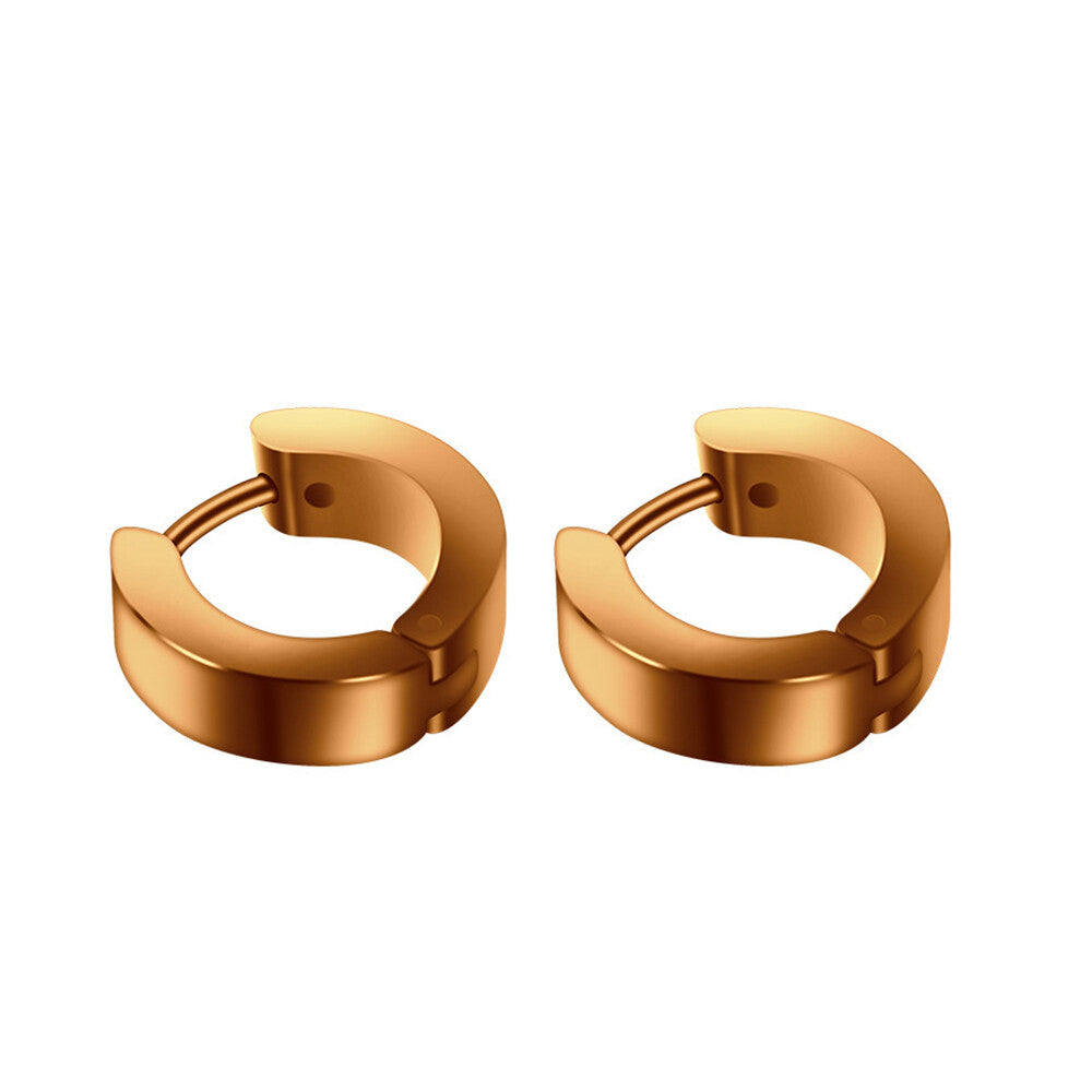 1PAIR Men Women Surgical Stainless Steel Silver Thick Round Huggie Hoop Earrings