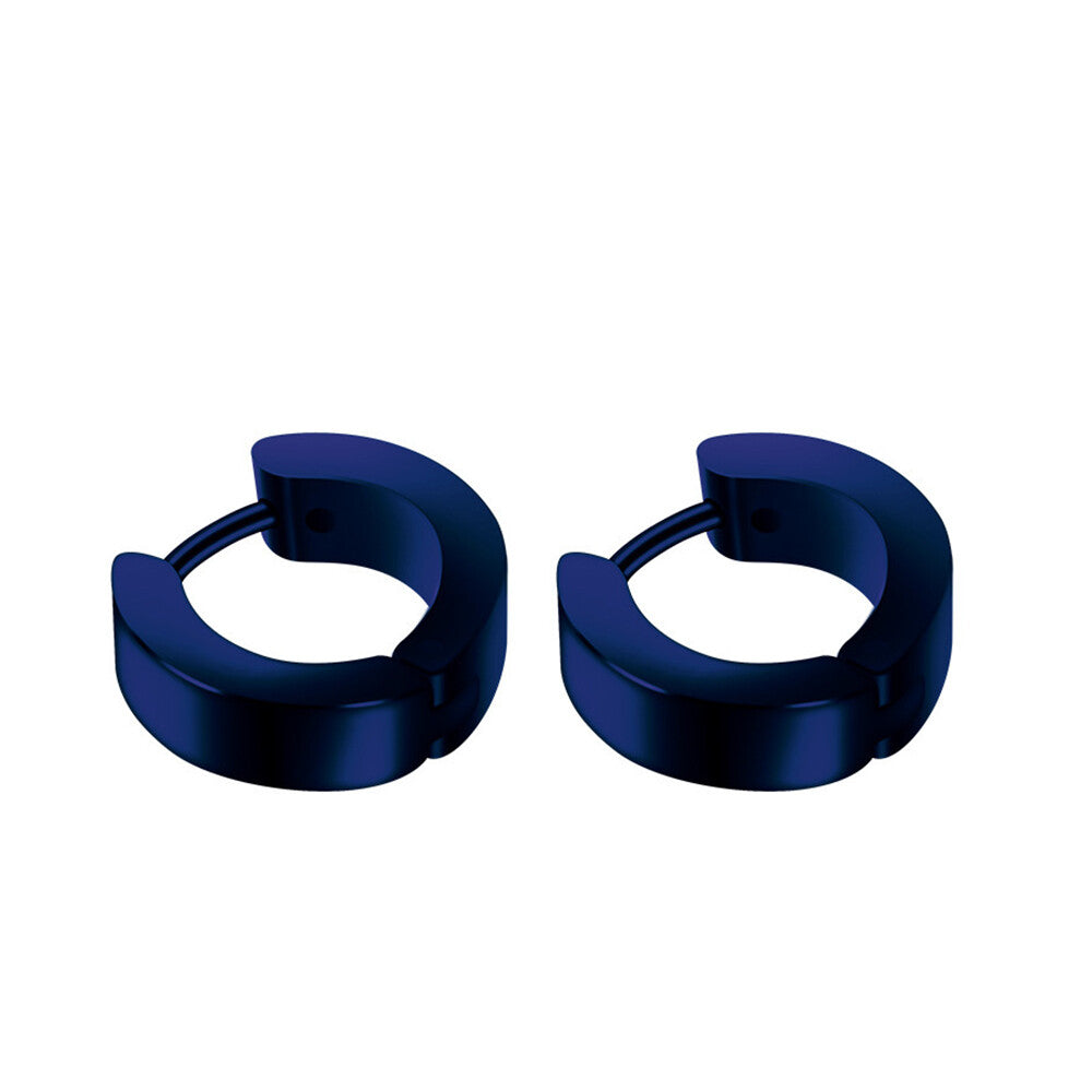 1PAIR Men Women Surgical Stainless Steel Silver Thick Round Huggie Hoop Earrings