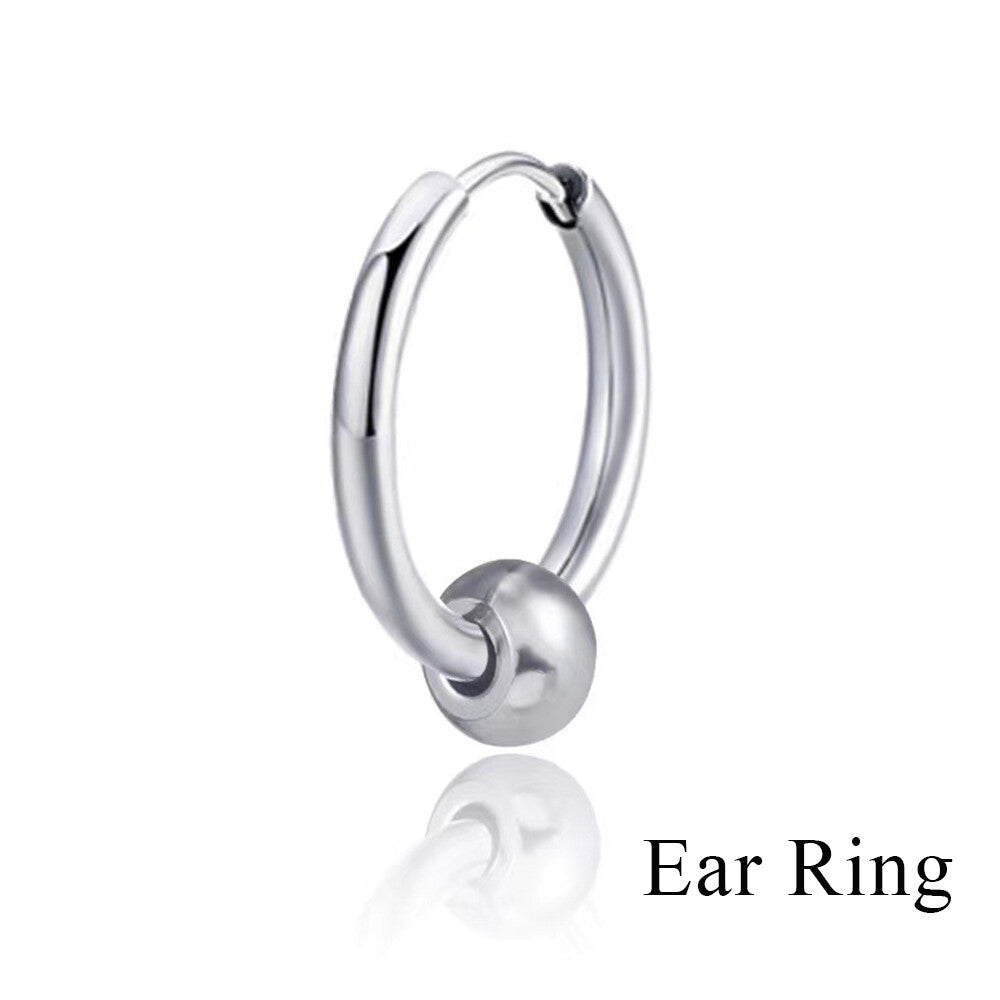 1PAIR Men Women Surgical Stainless Steel Silver Thick Round Huggie Hoop Earrings