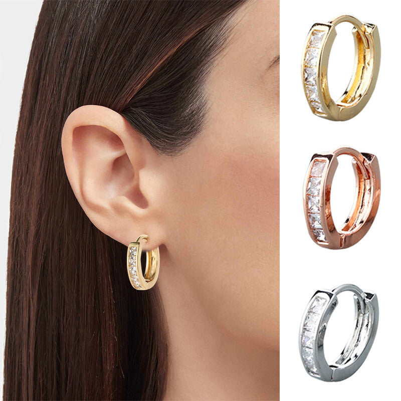 1PAIR Men Women Surgical Stainless Steel Silver Thick Round Huggie Hoop Earrings
