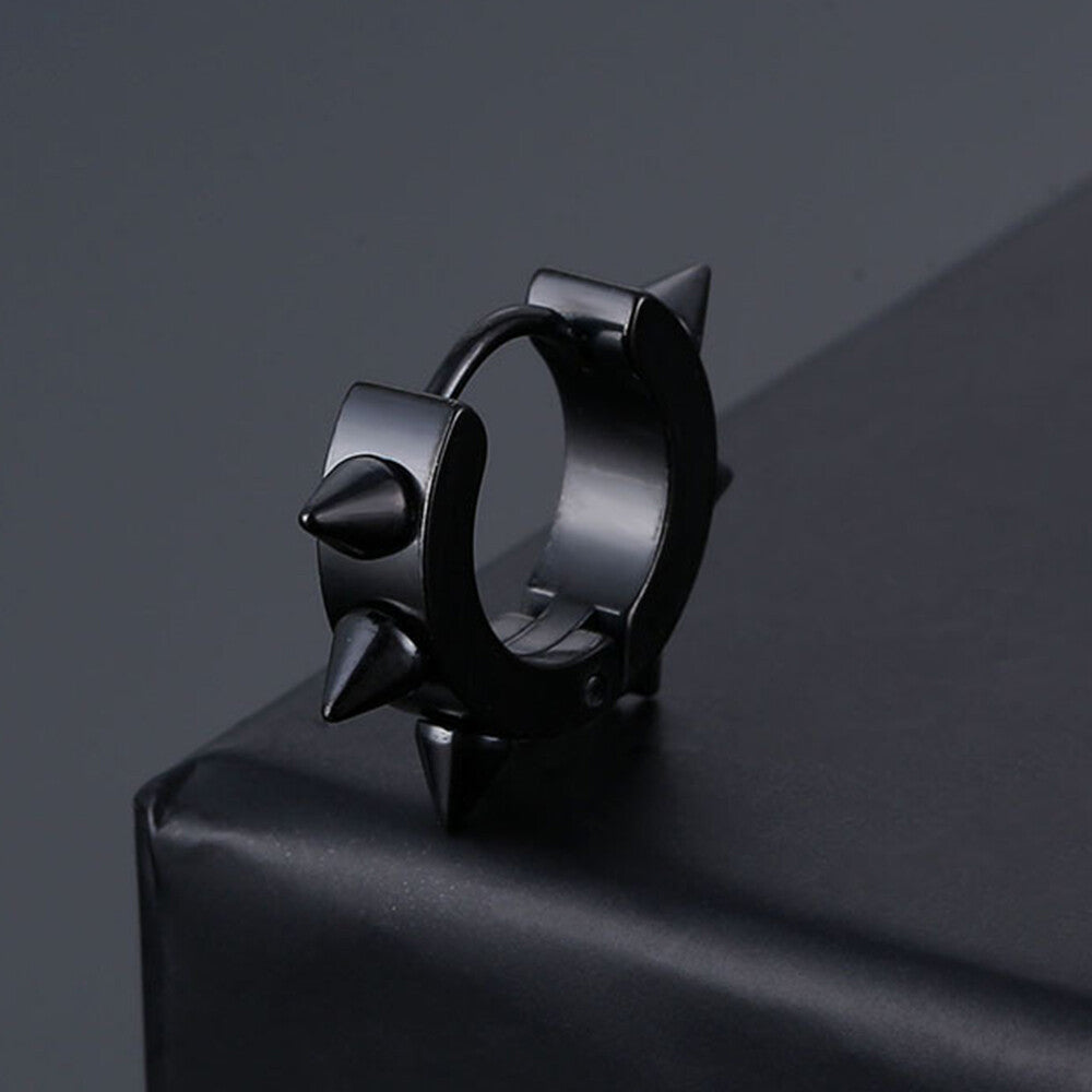 1PAIR Men Women Surgical Stainless Steel Silver Thick Round Huggie Hoop Earrings