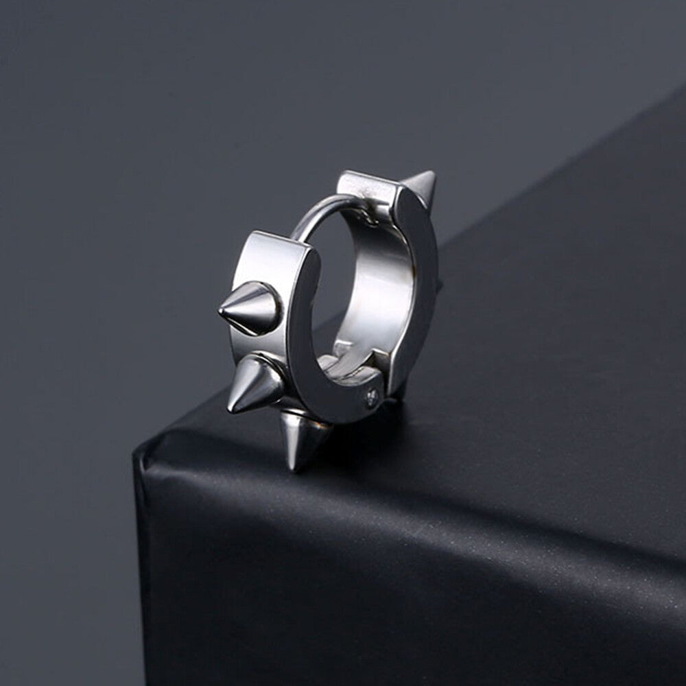 1PAIR Men Women Surgical Stainless Steel Silver Thick Round Huggie Hoop Earrings