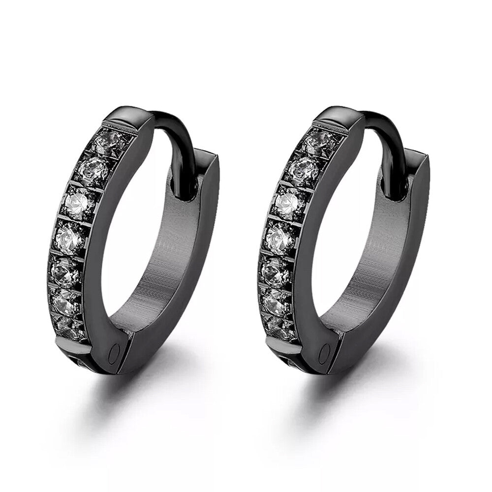 1PAIR Men Women Surgical Stainless Steel Silver Thick Round Huggie Hoop Earrings