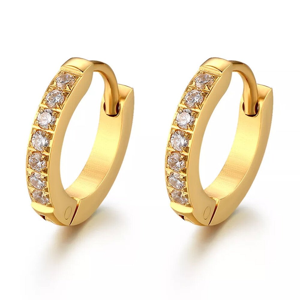 1PAIR Men Women Surgical Stainless Steel Silver Thick Round Huggie Hoop Earrings