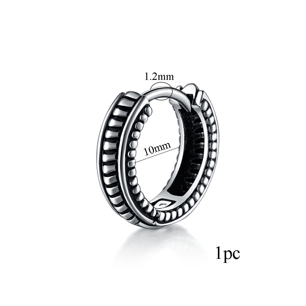 1PAIR Men Women Surgical Stainless Steel Silver Thick Round Huggie Hoop Earrings