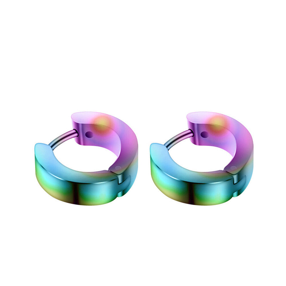 1PAIR Men Women Surgical Stainless Steel Silver Thick Round Huggie Hoop Earrings