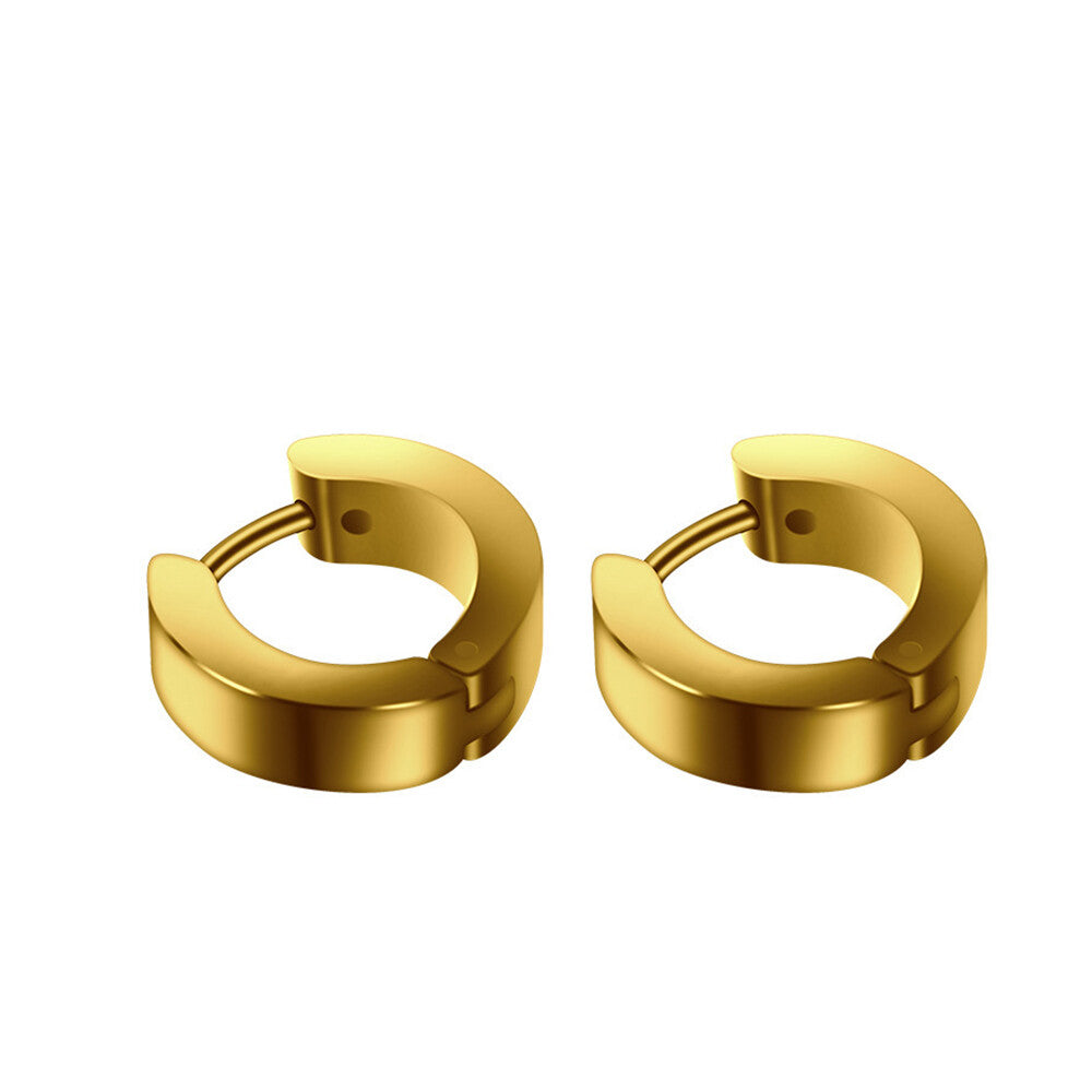 1PAIR Men Women Surgical Stainless Steel Silver Thick Round Huggie Hoop Earrings
