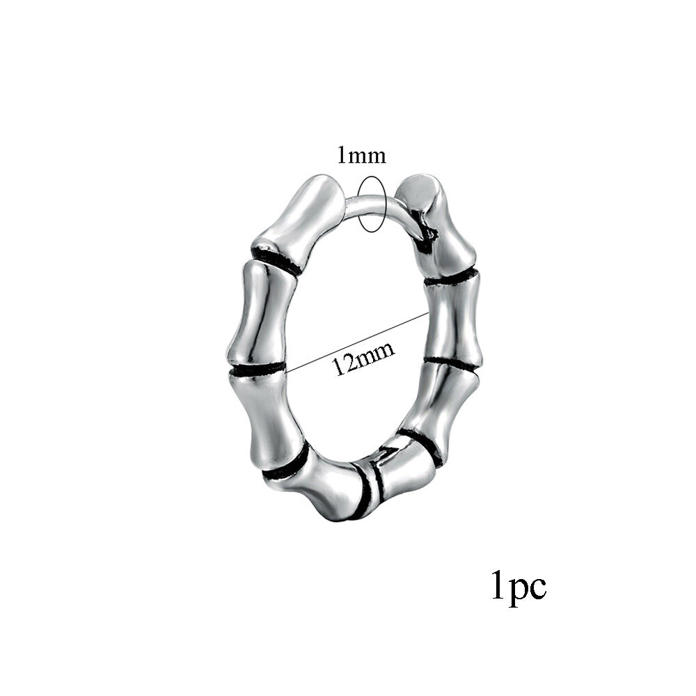 1PAIR Men Women Surgical Stainless Steel Silver Thick Round Huggie Hoop Earrings