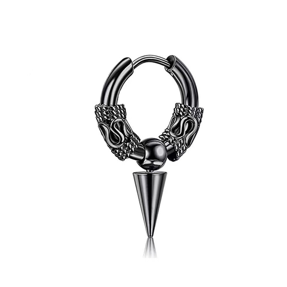 1PAIR Men Women Surgical Stainless Steel Silver Thick Round Huggie Hoop Earrings