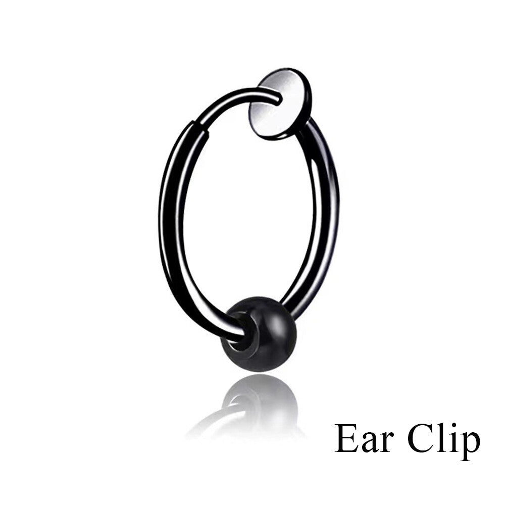 1PAIR Men Women Surgical Stainless Steel Silver Thick Round Huggie Hoop Earrings