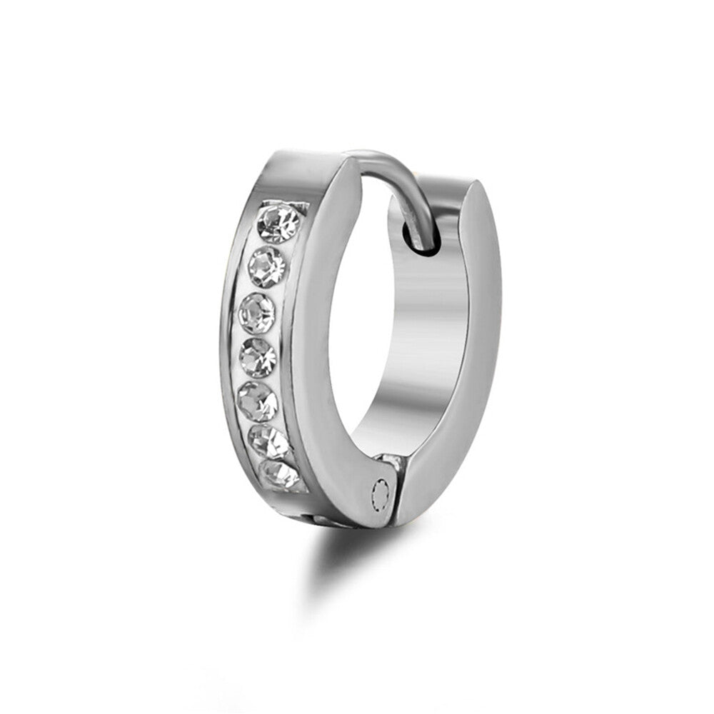 1PAIR Men Women Surgical Stainless Steel Silver Thick Round Huggie Hoop Earrings