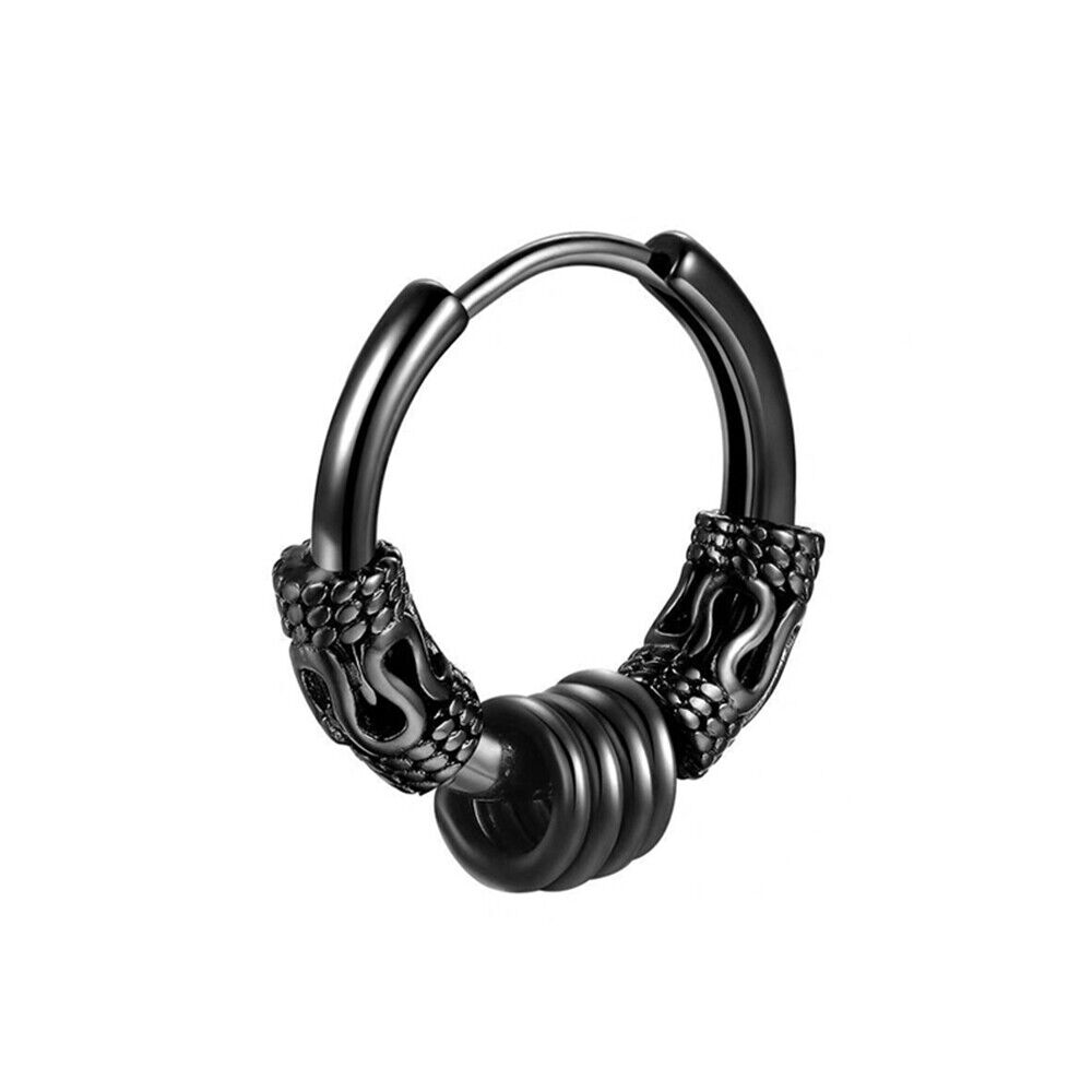 1PAIR Men Women Surgical Stainless Steel Silver Thick Round Huggie Hoop Earrings