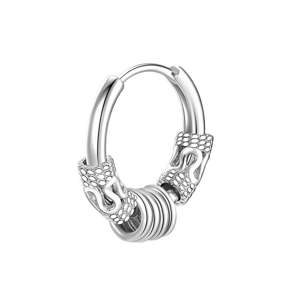 1PAIR Men Women Surgical Stainless Steel Silver Thick Round Huggie Hoop Earrings