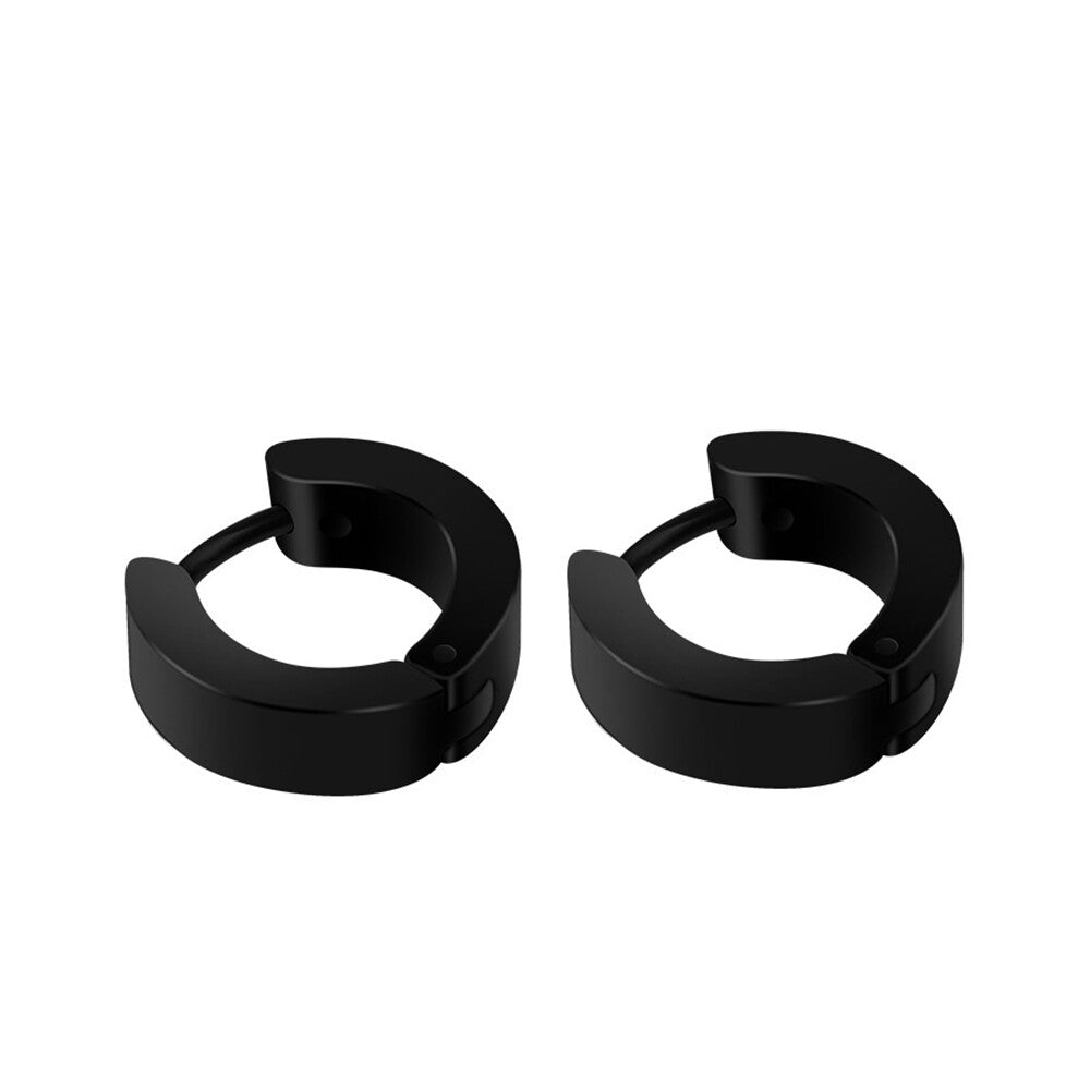 1PAIR Men Women Surgical Stainless Steel Silver Thick Round Huggie Hoop Earrings
